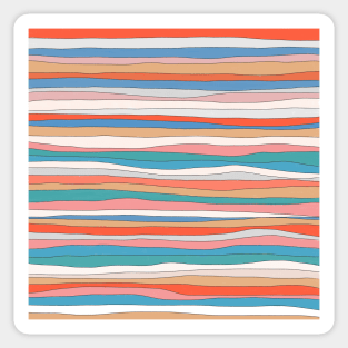 Retro Colorful Wavy Stripes Sticker